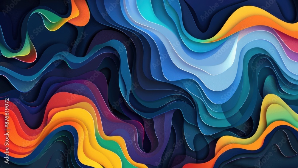 Abstract Colorful Waves Paper Cut Abstract Colorful Waves Paper Cut