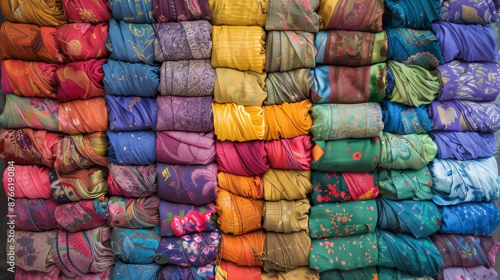 Chunri scarves, beautifully arranged, captivate onlookers with their vibrant colors and intricate designs. Chunri scarves, beautifully arranged, captivate onlookers with their vibrant colors and intricate designs.