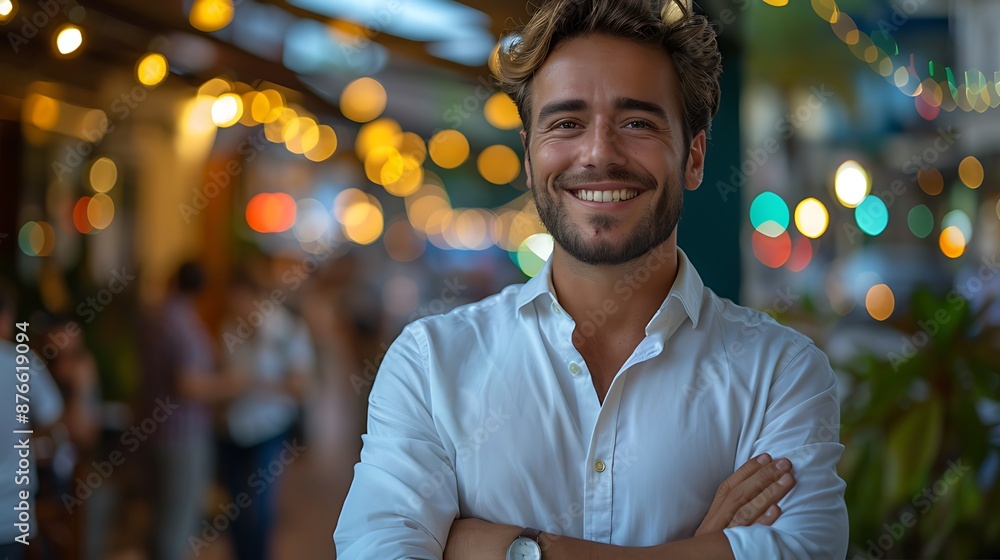 business young man arms crossed and smiling face business young man arms crossed and smiling face