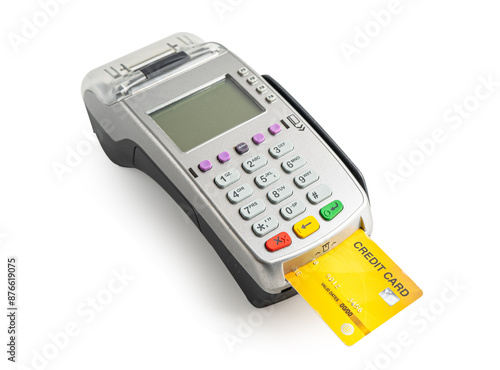 POS terminal for payment, finance and shopping, business and technology.