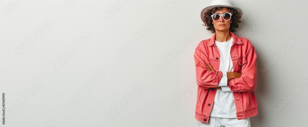 Full body shot of a stylish LGBTQ+ individual posing confidently, clear white background, natural lighting Full body shot of a stylish LGBTQ+ individual posing confidently, clear white background, natural lighting