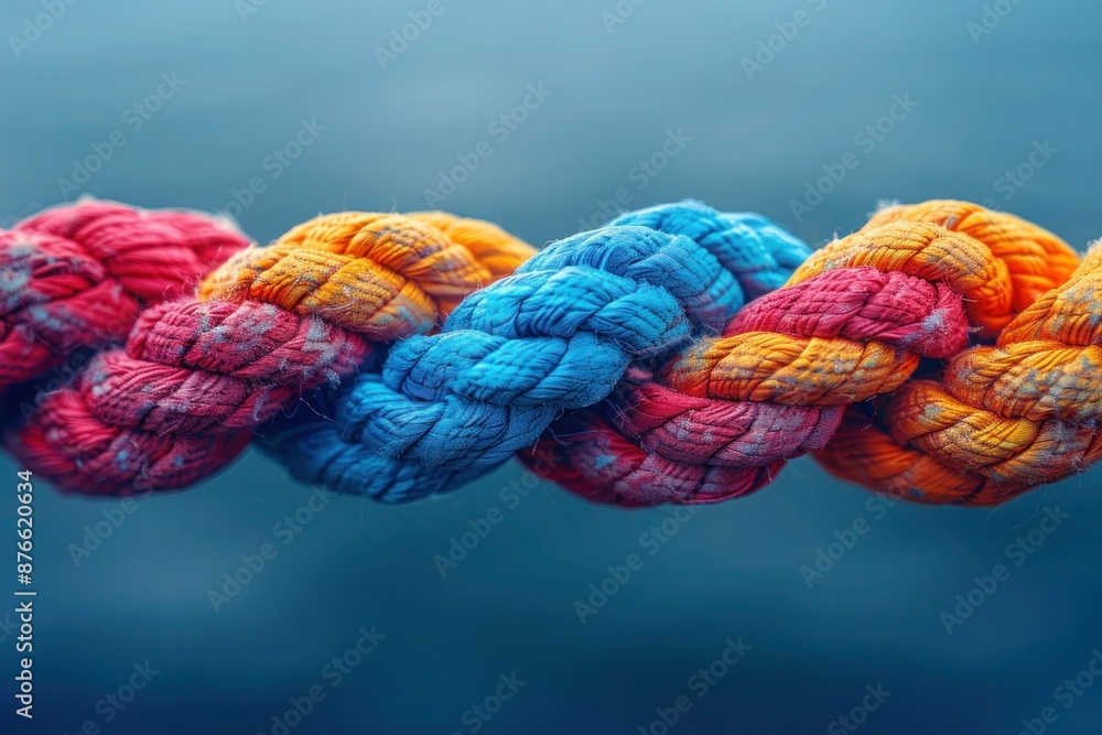 Strong Teamwork Braid: Connecting Diverse Strengths for Powerful Partnerships and Unity in Communication and Support on Colorful Background Strong Teamwork Braid: Connecting Diverse Strengths for Powerful Partnerships and Unity in Communication and Support on Colorful Background