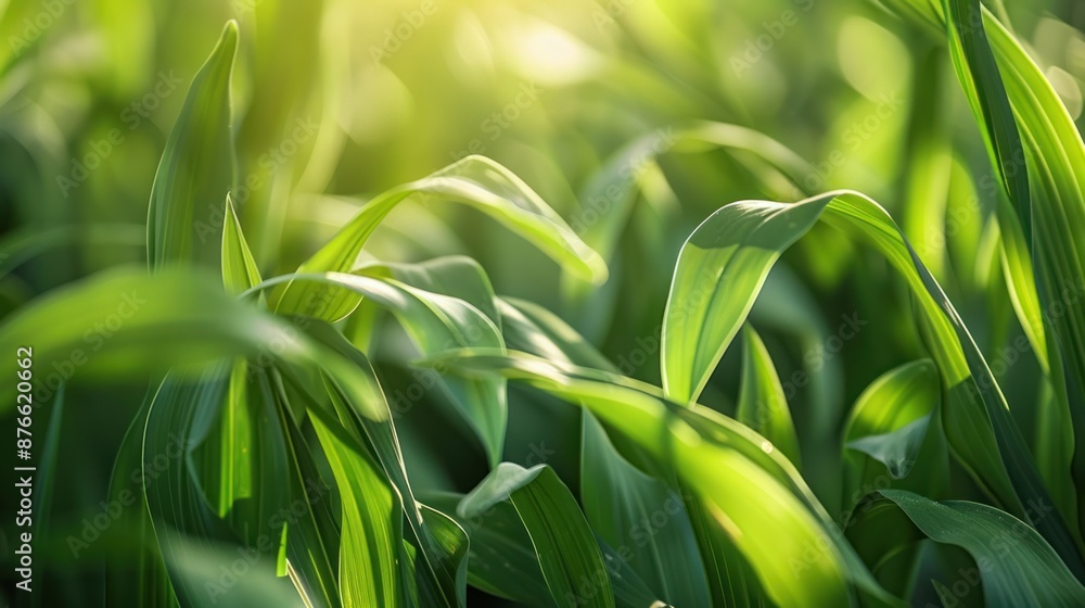 Green Grass Blades Illuminated by Sunshine Green Grass Blades Illuminated by Sunshine