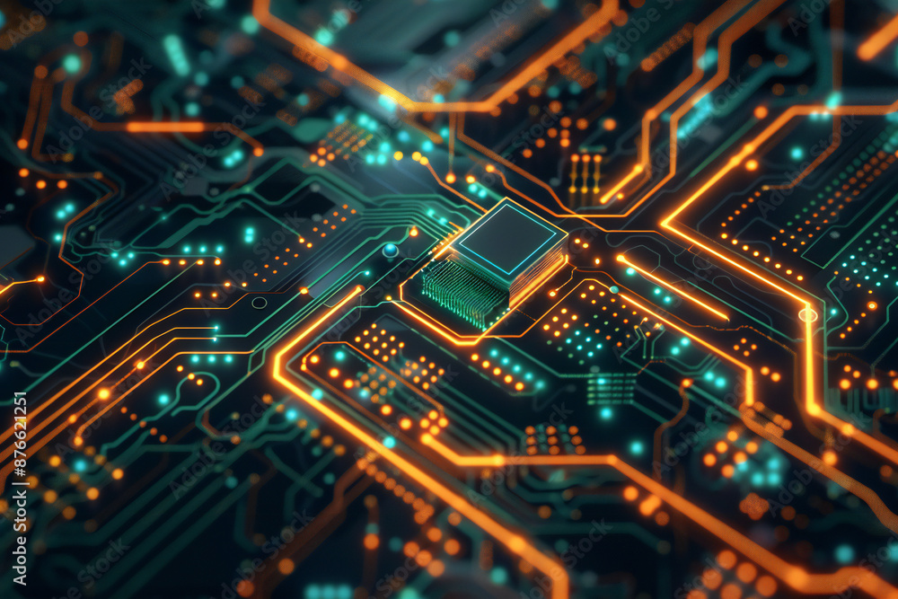 Futuristic Circuit Board with Neon Lights Showcasing Advanced Technology and Glowing Circuits Futuristic Circuit Board with Neon Lights Showcasing Advanced Technology and Glowing Circuits
