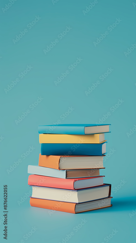 3D rendering of a pile of colored books 3D rendering of a pile of colored books