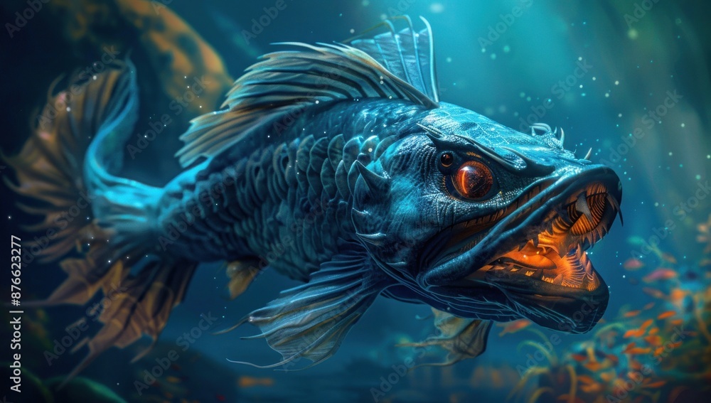 Deep Sea Predator: A Ferocious Fish with Sharp Teeth Deep Sea Predator: A Ferocious Fish with Sharp Teeth