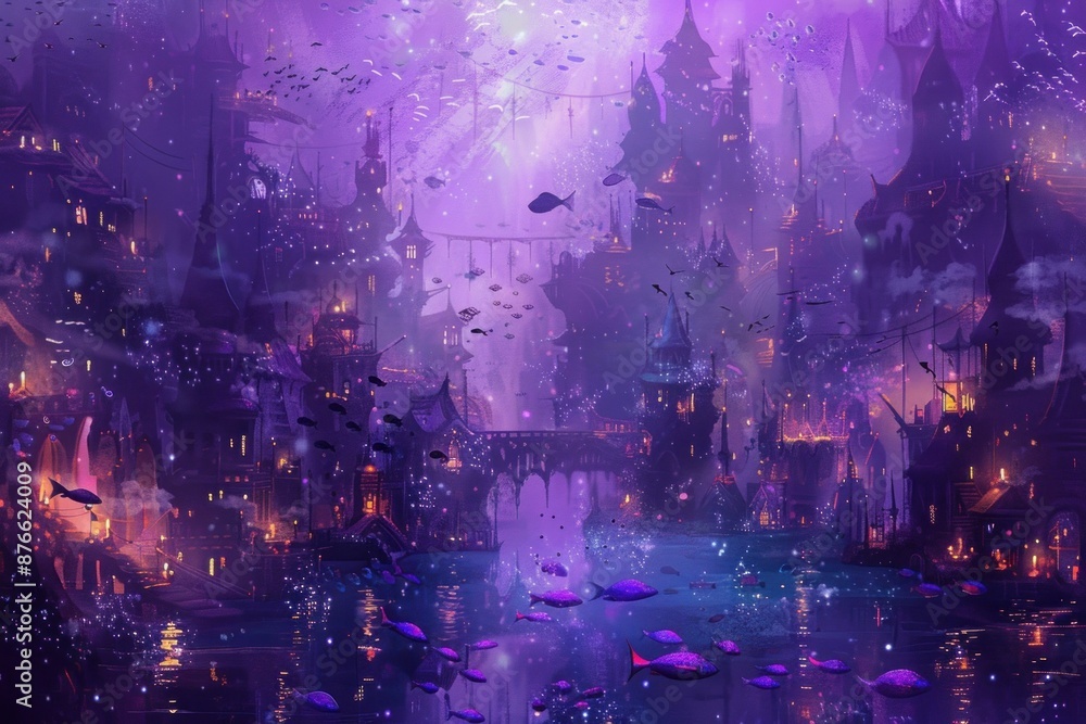 Fototapeta premium Underwater City of Lights