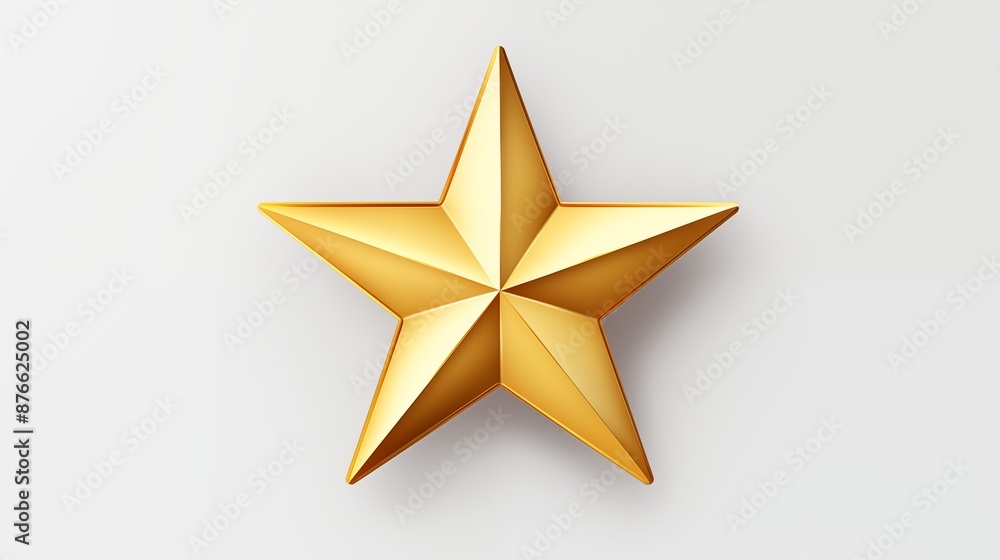 Golden Five-Point Star Emblem in 3D Glossy Finish Golden Five-Point Star Emblem in 3D Glossy Finish