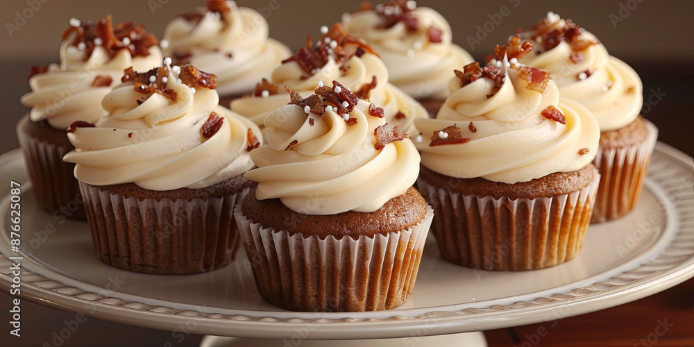 cupcakes with cream cheese frosting and bacon cragios, generative AI cupcakes with cream cheese frosting and bacon cragios, generative AI
