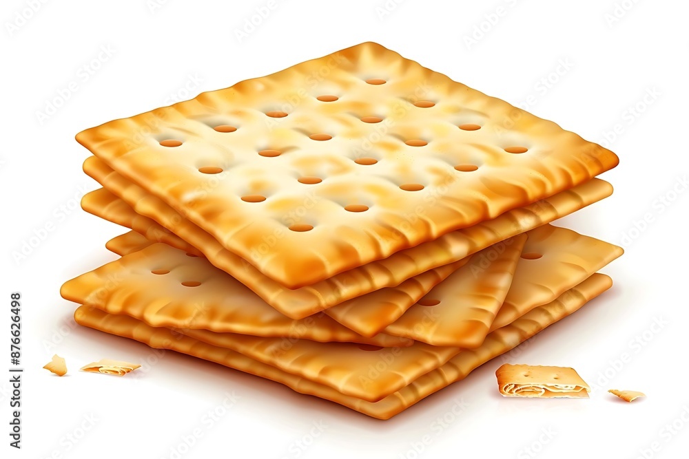 Stack of Crispy Square Crackers, Realistic Illustration Stack of Crispy Square Crackers, Realistic Illustration