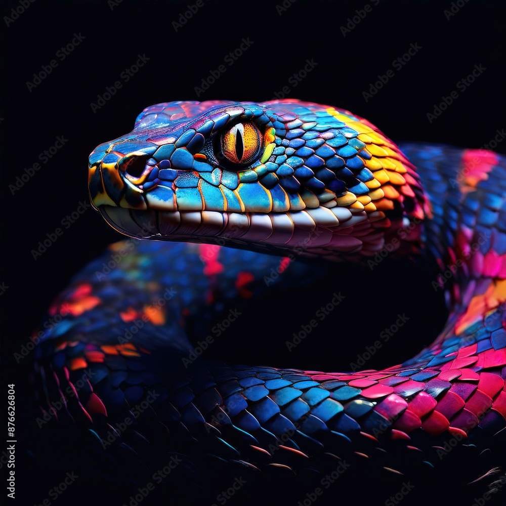 Fototapeta premium an ai generated image, Vivid color venomous snake