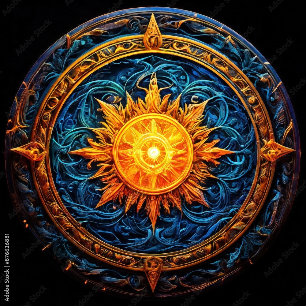 Fototapeta premium the ai generated image, Golden colored intricate symbol ancient
