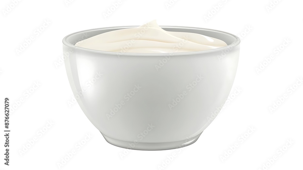 White Bowl of Sour Cream 3D Illustration White Bowl of Sour Cream 3D Illustration