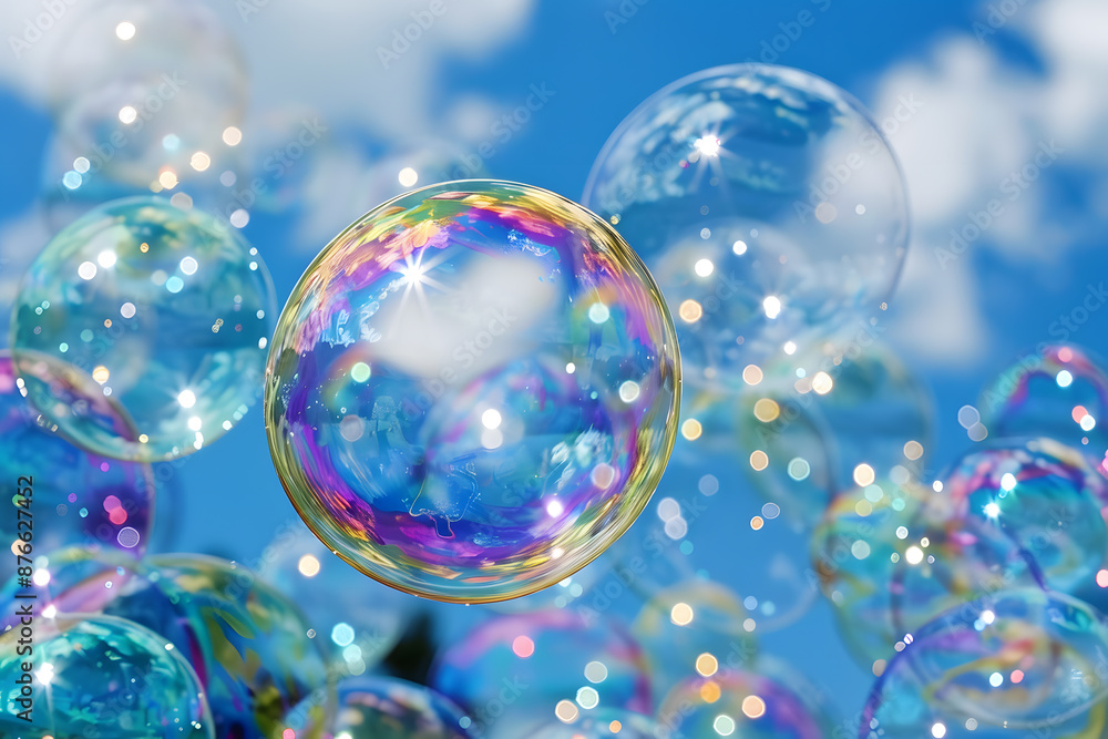 Colorful soap bubbles in the sky Colorful soap bubbles in the sky
