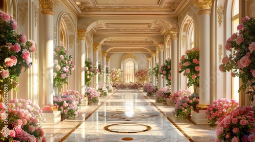 Elegant Hallway with Pink Roses