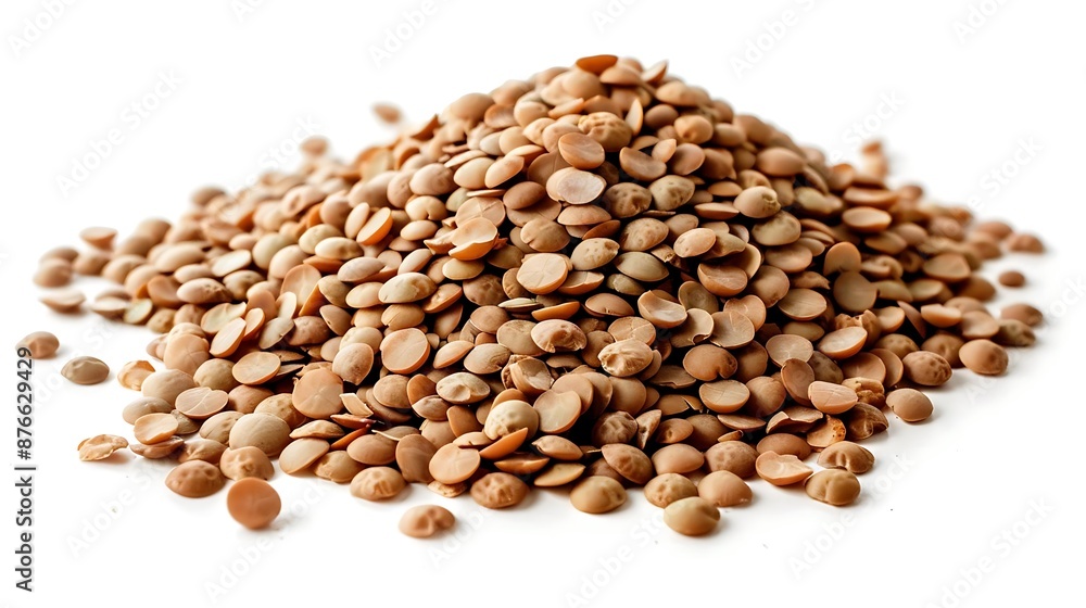 Pile of Brown Lentils on White Background - Photo Pile of Brown Lentils on White Background - Photo