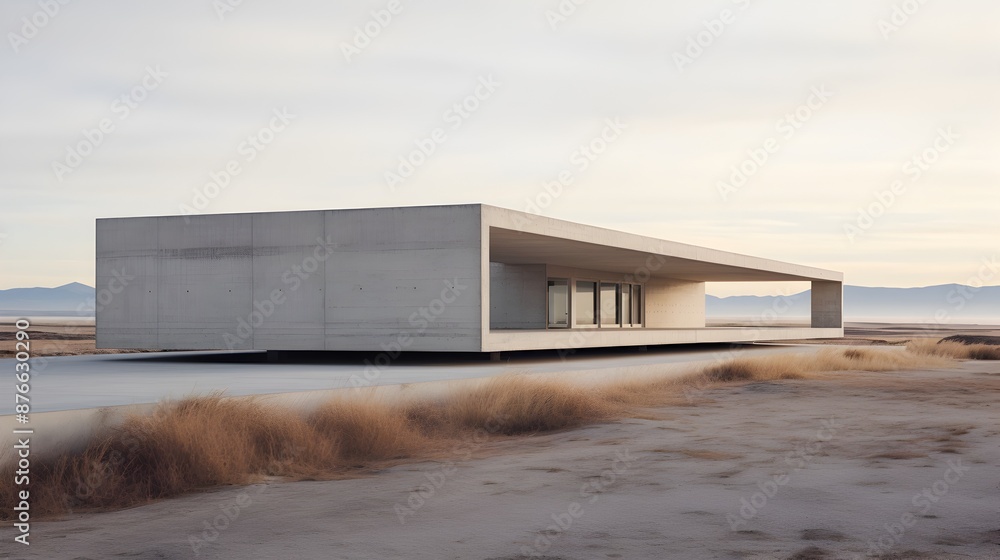 Sleek Minimalist Concrete Building in Vast Architectural Landscape Sleek Minimalist Concrete Building in Vast Architectural Landscape