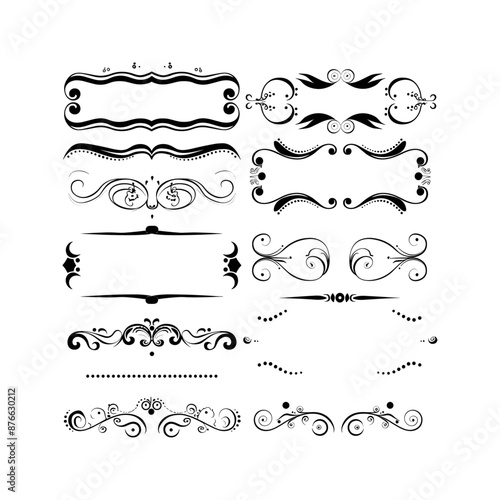 Set of decorative vintage floral design borders and frames
