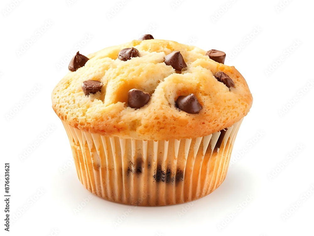 Chocolate Chip Muffin - Bakery Food, Dessert, Sweet, Tasty, Fresh, Delicious, Baked, Closeup, Isolated White Background, Treat, Muffin, Chocolate, Chips, Bread, Culinary, Food Photography Chocolate Chip Muffin - Bakery Food, Dessert, Sweet, Tasty, Fresh, Delicious, Baked, Closeup, Isolated White Background, Treat, Muffin, Chocolate, Chips, Bread, Culinary, Food Photography