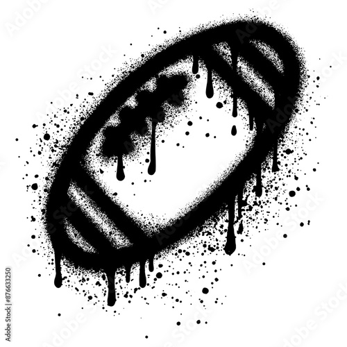 Spray Painted Graffiti Rugby or American Football  Sprayed isolated with a white background.