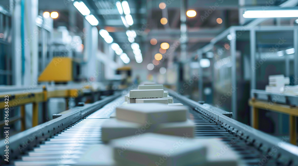 Rows of ceramic tiles being inspected on a conveyor Rows of ceramic tiles being inspected on a conveyor
