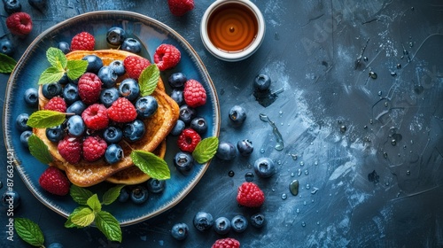 French Toast with Blueberries and Raspberries