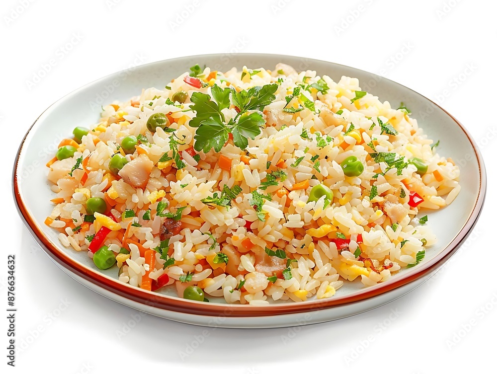 Fried Rice with Vegetables and Meat Illustration Fried Rice with Vegetables and Meat Illustration