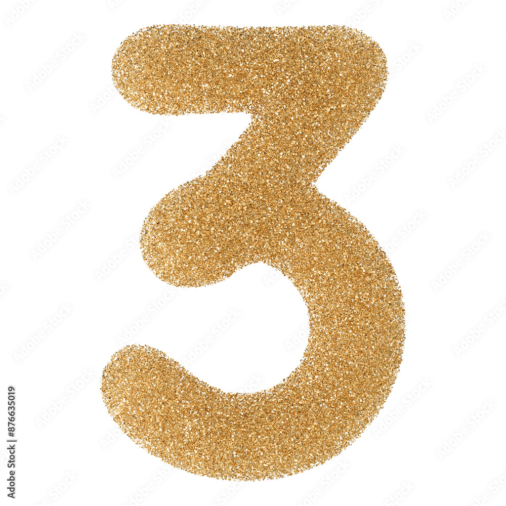 Gold Glitter Number 3