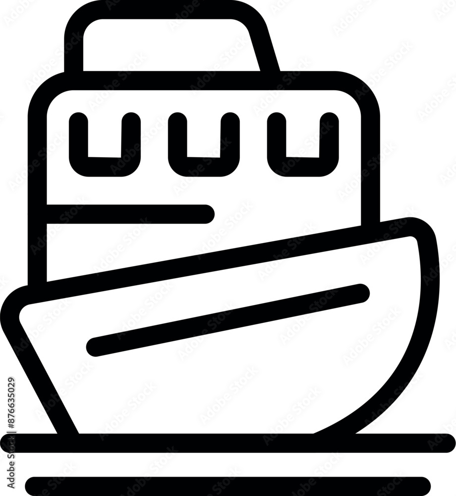 Line art icon of a cargo ship sailing on the water Line art icon of a cargo ship sailing on the water