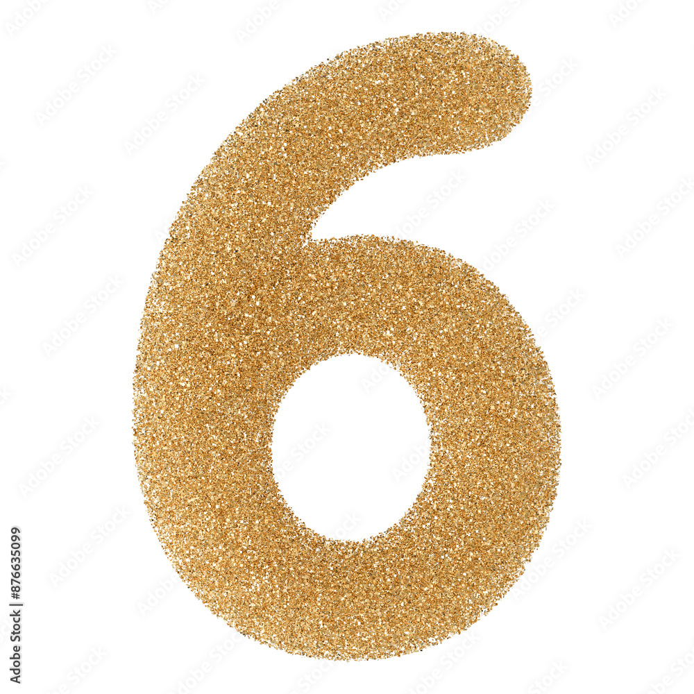 Gold Glitter Number 6 Gold Glitter Number 6