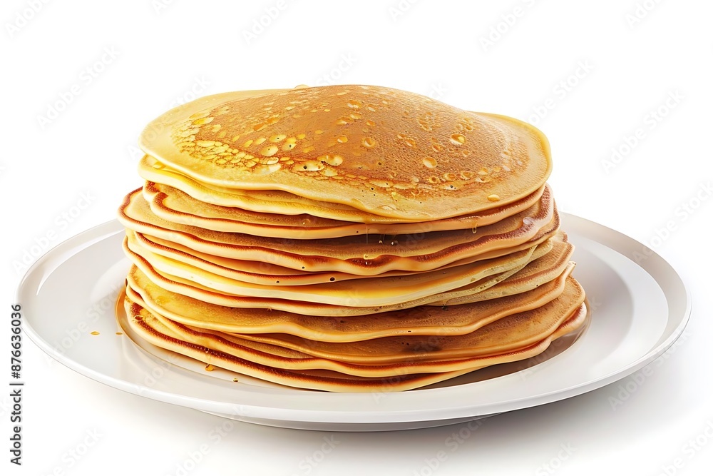 Stack of Pancakes with Drizzled Honey on a White Plate 3D Illustration Stack of Pancakes with Drizzled Honey on a White Plate 3D Illustration
