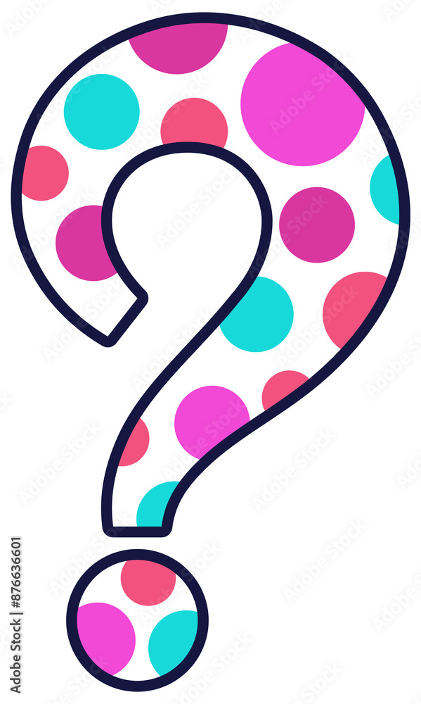 Fototapeta premium White Question Mark with Colorful Circles Inside Transparent PNG