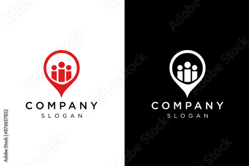 logo pin and person inside