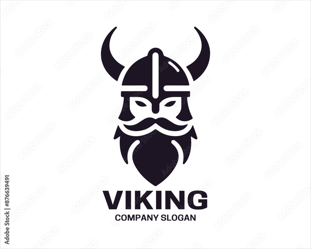 Naklejka premium Viking Head Logo Design Icon Symbol Vector Template. Viking Silhouette.