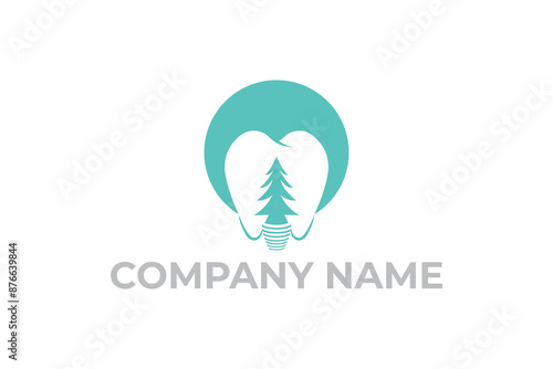 Dental logo design, dental implant logo design, clinic dentistry logo, pine