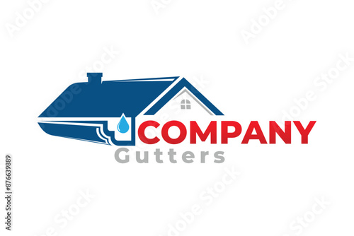 gutter company logo design, gutter and roofing logo design, gutter installation service logo