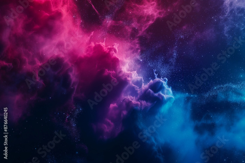 Colorful nebula in deep space background with stars and smoke. Abstract night sky.