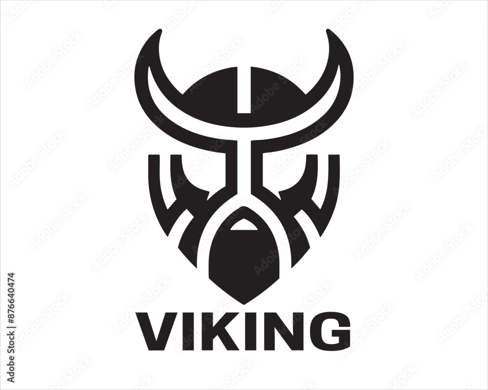 Viking Head Logo Design Icon Symbol Vector Template. Viking Silhouette.