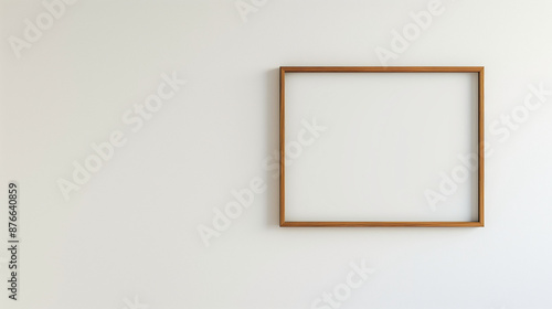 Minimalist photo frame hanging on a blank white wall, Ai generated Images