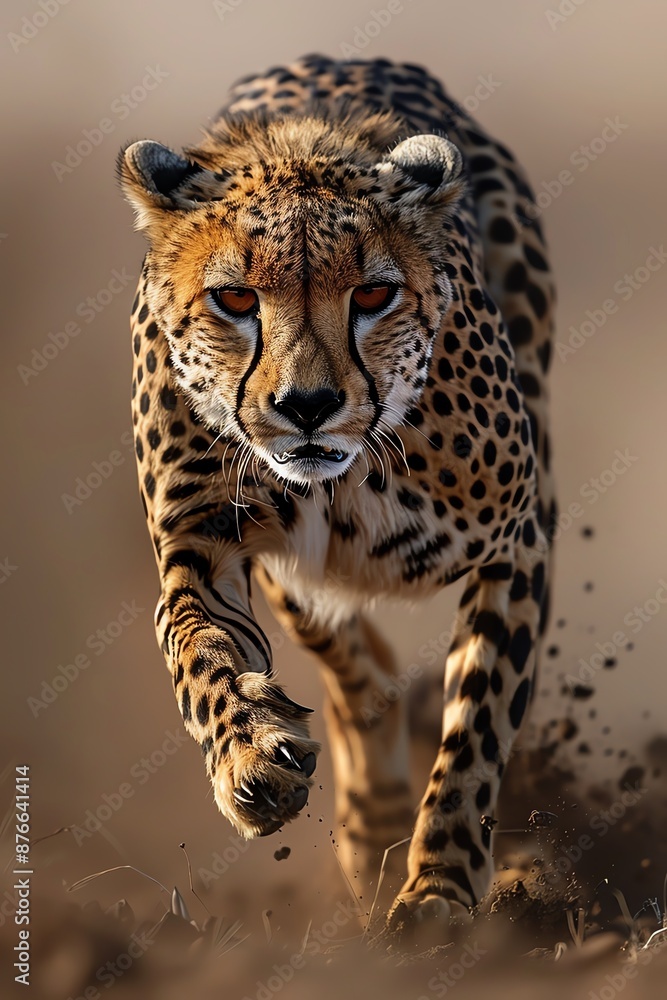 A cheetah in full sprint across the savannah, showcasing its incredible speed and focus, in its natural habitat A cheetah in full sprint across the savannah, showcasing its incredible speed and focus, in its natural habitat