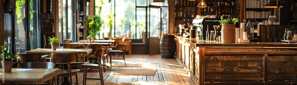 Cozy rustic cafe with wooden furniture warm lighting inviting atmosphere Cozy rustic cafe with wooden furniture warm lighting inviting atmosphere