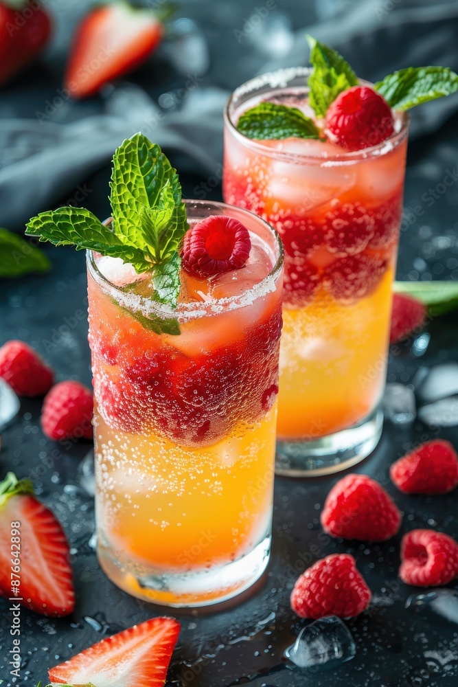 Refreshing Summer Drink with Raspberries and Mint Refreshing Summer Drink with Raspberries and Mint