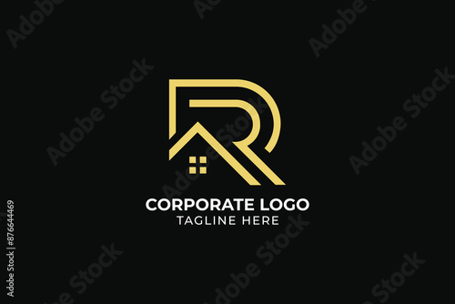 letter DP DR home window arrow icon modern real estate abstract minimal iconic business logo, letter RP RD abstract linear