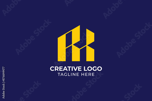 letter RH RK AH buildings icon minimal building office line logo, Modern house construction Real estate home apartment real estate logo design with line art style illustration symbol logo