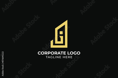 initial letter I  for real estate agency, building reconstruction, skyscrapers, cityscape planning, apartment complex, construction and architecture
