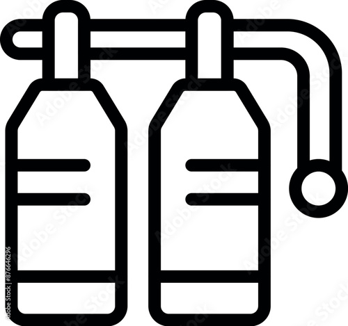 Simple icon depicting two oxygen tanks linked together, symbolizing the equipment used for diving and underwater exploration
