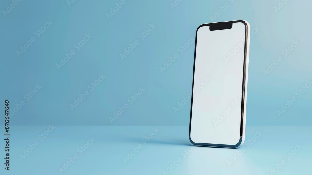 Modern Smartphone Blank screen template. Mockup Mobile phone white screen device. Realistic 3d design in cartoon style. Blue background. vector illustration Modern Smartphone Blank screen template. Mockup Mobile phone white screen device. Realistic 3d design in cartoon style. Blue background. vector illustration