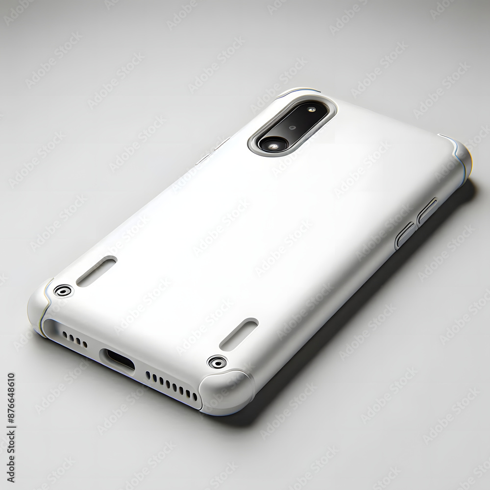 smart phone back side white color case isolated on white background smart phone back side white color case isolated on white background