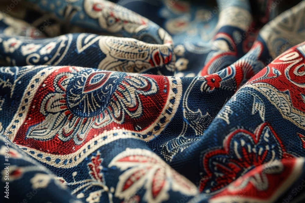 Closeup of Detailed Paisley Pattern Fabric Closeup of Detailed Paisley Pattern Fabric