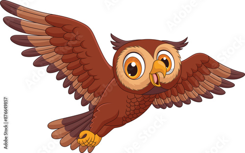 Illustration of cartoon owl flying